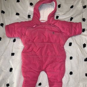 Pink corduroy Ralph Lauren snowsuit 3m